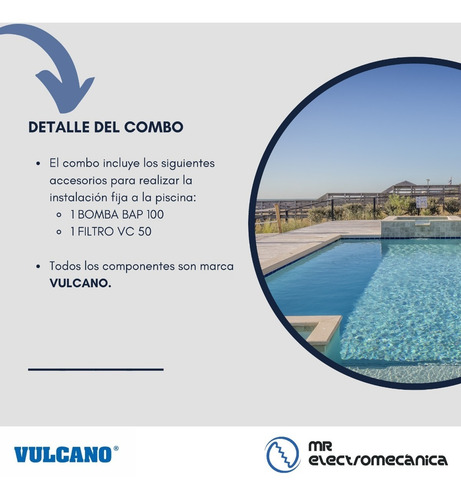Imagen 2 de 10 de Filtro Vulcano Pileta Vc50 + Bomba 1 Hp Bap100 90.000 Litros