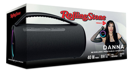 Bocina Bluetooth Rolling Stone Stuffactory Luz Led 40w Negro