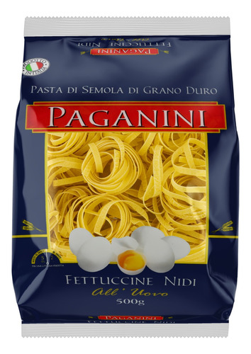 Macarrão de Sêmola com Ovos Grano Duro Fettuccine Nidi Paganini Pacote 500g