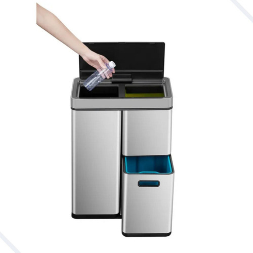 Lixeira Inteligente De Inox Sensor Coleta Seletiva Lixo 60l