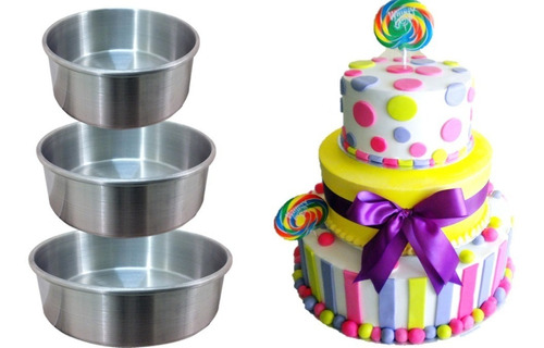 Moldes Pasteles Fondant Altos 3pzs 10, 12, 14 Cm Repostería 