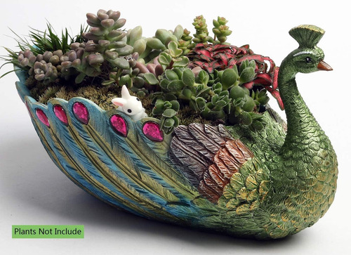 Maceta De Pavo Real Con Base De Resina 24 Cm