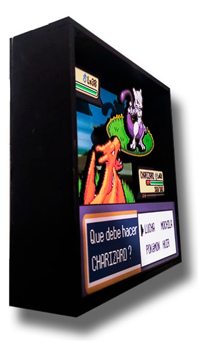Cuadro Diorama 3d - Pokemon Charizard Vs Mewtwo + Regalo! Pixelart Mendoza
