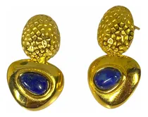 Comprar Aros Bañado En Oro 18k Lapislázuli Cabujon Natural