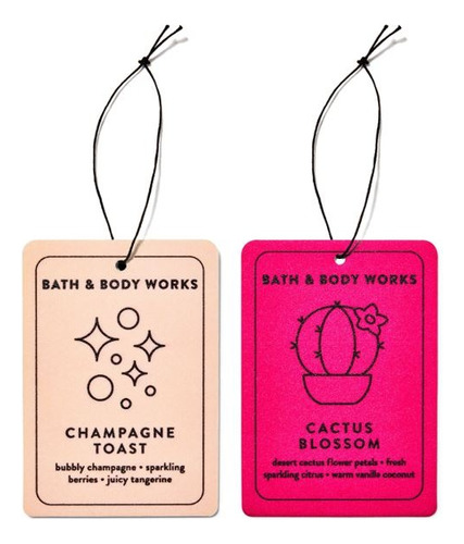 2 Aromatizantes Colgantes Para Auto Bath And Body Works Cactus Blossom Y Champagne Toast