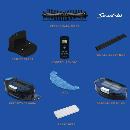 Aspiradora Robot Smart-tek Ava Pro + Mopper Color Negro