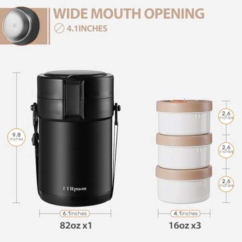 Recipiente Termo De 82 Oz Para Comida Caliente, 3 Niveles De