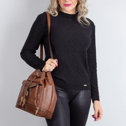 Bolsa Saco De Couro Natasha Cor Whisky