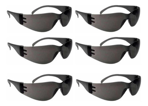 Kit 6x Óculos Proteção Minotauro Fume - Plastcor - 60030955