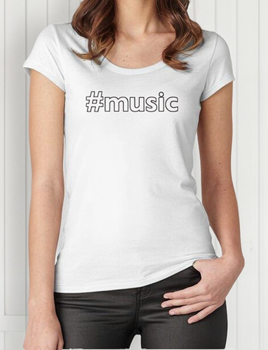 Remera Hashtag De Música Algodon Premium