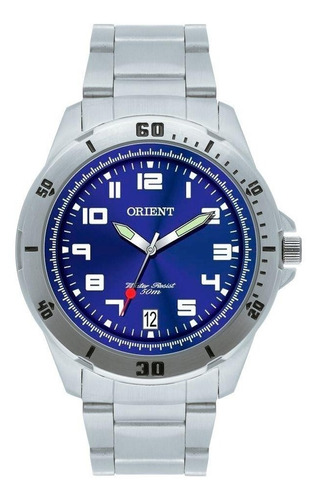 Relógio Orient Masculino Prata Mostrador Azul Mbss1155a D2sx