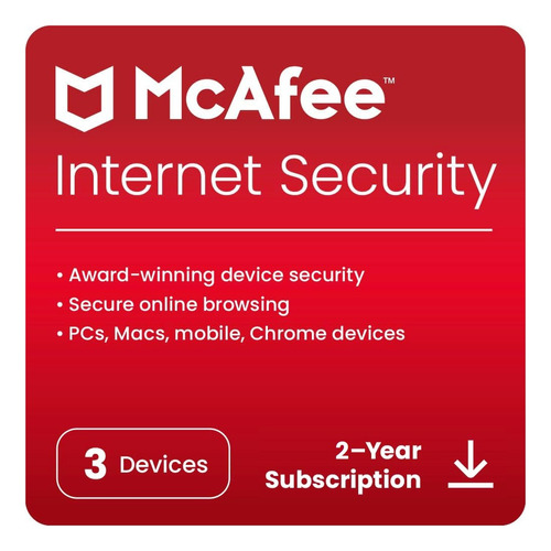 Antivirus Mcafee Internet Security 2024 - 3 Dispo - 2 Años