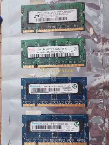 Lote Memorias Ram Pc2-5300s 