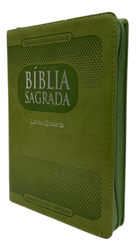 Bíblia Sagrada Ra Letra Gigante Luxo Verde Índice E Zíper