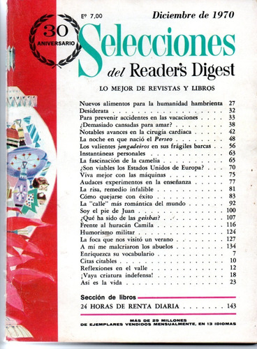 Selecciones Del Reader´s Digest Nº361 Diciembre 1970