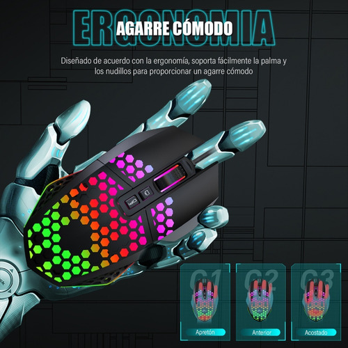 Mouse Ergonómico Y Programable Con Cable Para Videojuegos