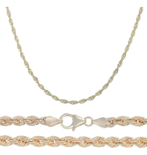Cadena Torsal Hueca De Oro Italiano 10k, Calibre 3.2mm, 55cm Color Dorado