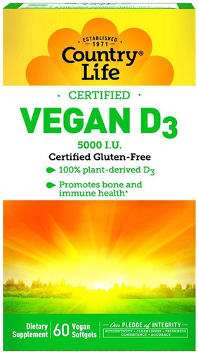 Vitamina D3 Vegana - Country Life - Unidad a $5347