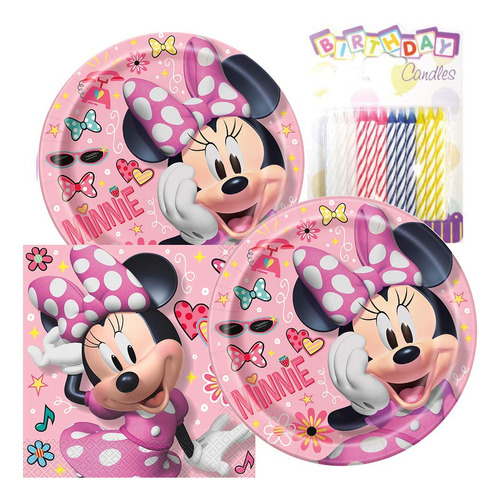 Minnie Mouse Platos Y Servilletas De Feliz Cumpleaños 