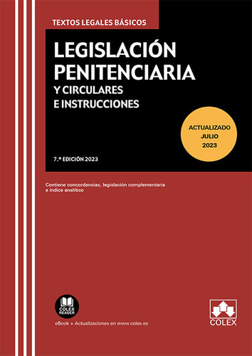 Legislacion Penitenciaria Y Circulares E Instrucciones, De S.l., Editorial Colex. Editorial Colex, Tapa Blanda En Español