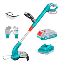 Comprar Bordeadora Inalámbrica Total 20v - Diámetro Corte 30cm, Tanza 1.6mm, 5 Metros - Liviana, Ajustable - Con 1 Batería 2.0Ah Litio-Ion, Cargador, Lentes Y Guantes - TGTLI20301