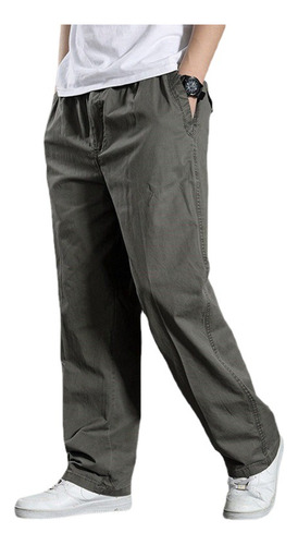Pantalones Casuales De Algodón Para Hombre Con Cintura Elást