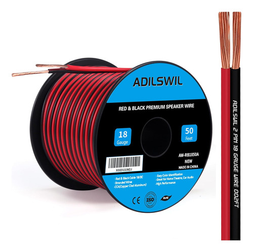 Cable De Alambre Altavoces Calibre 18 De 50 Pies 18/2 A...