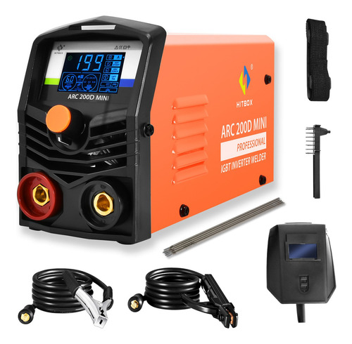 Soldadora inverter Hitbox ARC200D naranja 2 EN 1 MMA&LIFTIG doble voltaje E6013/E7018 Acero al carbono, hierro, acero inoxidable 200A