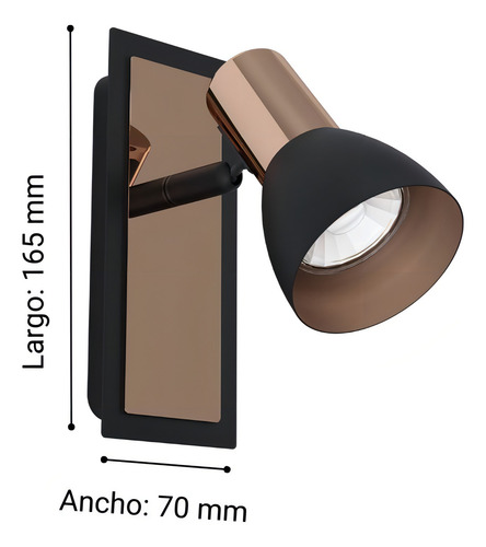 Foco Sobrepuesto Barnham Acero Cobre Negro Lampara De Pared