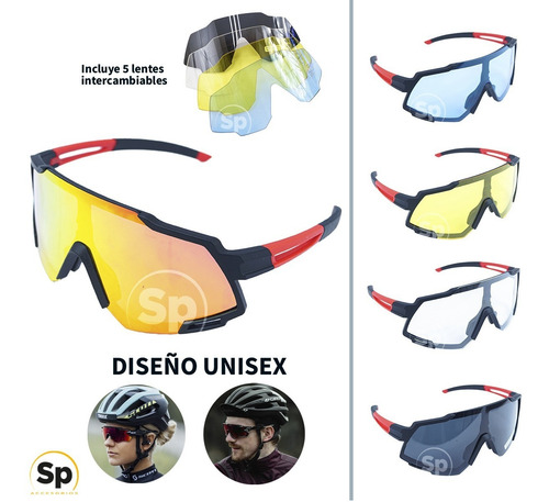 Imagen 2 de 10 de Lentes De Ciclismo Polarizados Deportivos Unisex 4 Micas