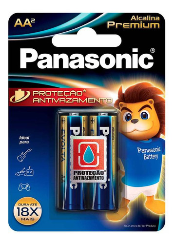24 Pilhas Alcalinas Premium Aa Panasonic 12 Cartelas C/2 Un