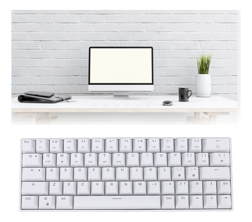 Teclado Mecânico Para Jogos De 64 Teclas Sem Fio 2.4g Bt3.0