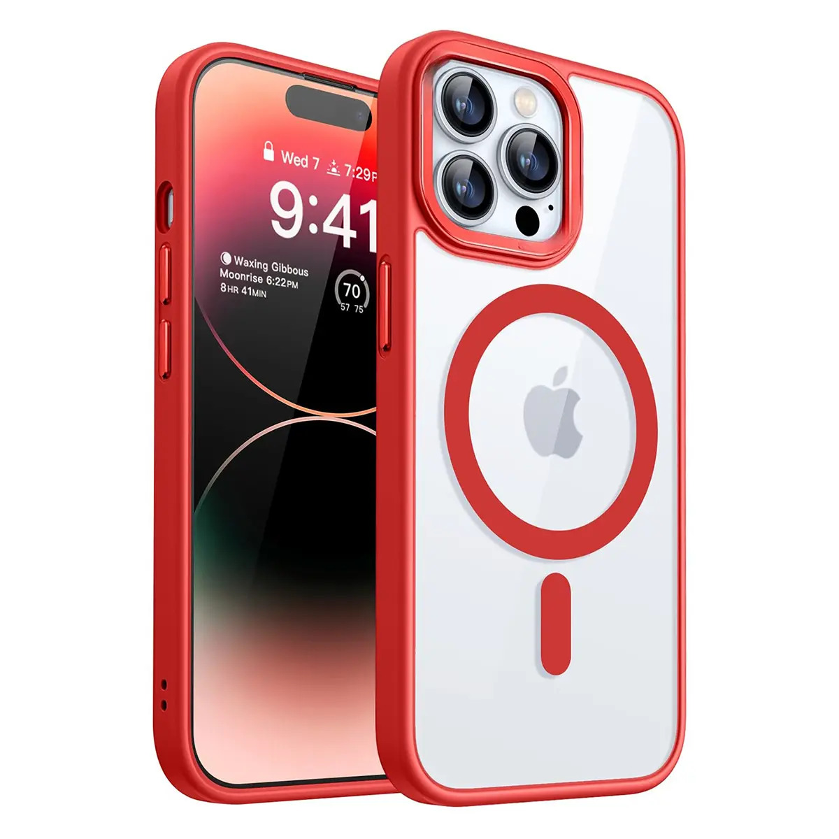 Imagen de Funda Case Para iPhone 11 Pro Max Rojo Con Magsafe Resistente A Arañazos Antigolpes Ultraligera Ultrafina Transparente En El Centro