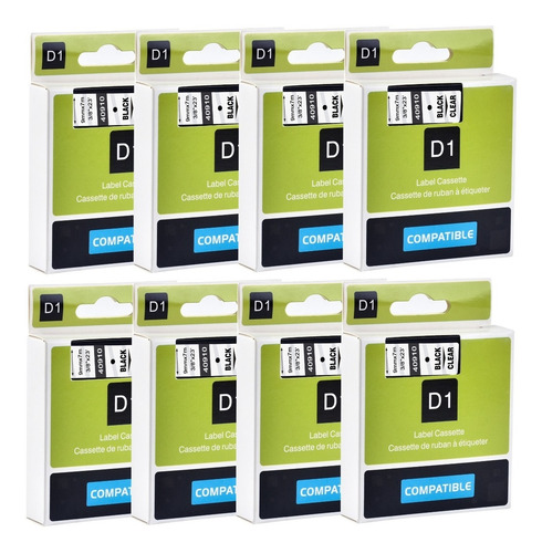 8 Cintas D1 40910 Compatibles Para Lm-160 Dymo 9 Mm Transpar