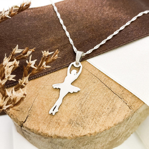 Cadena Y Dije Bailarina Ballet Clásico Danza Plata 925 Plata 925 50 Cm