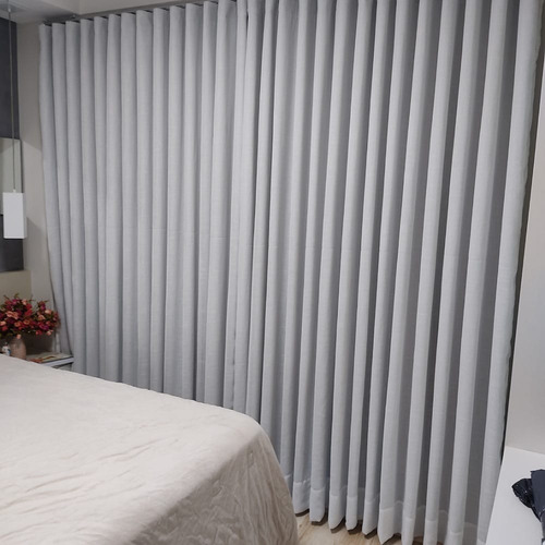 Kit Com 2 Cortinas Linho Com Forro Para Trilho Suiço