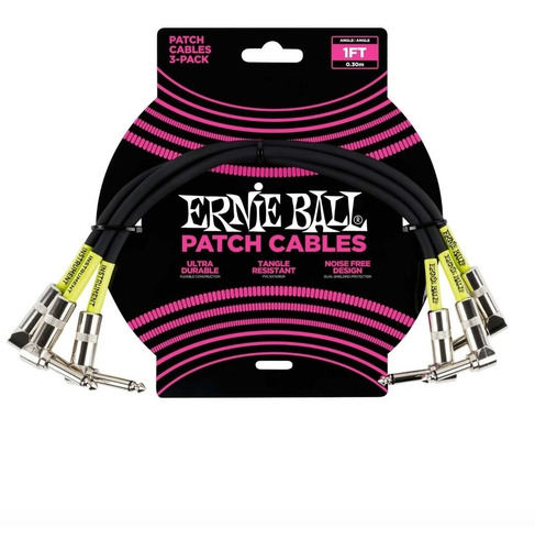 Ernie Ball Pack 3 Cable Instrumento P06075 Patch30 Cm