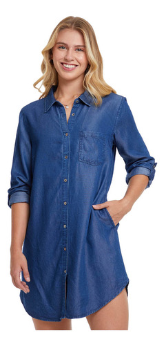 Blusa Mujer Larga Azul Fashion's Park