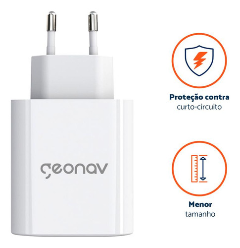 Kit Carregador 48w Turbo Pd+cabo Usb-c Para Usbc 1,5m Geonav