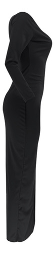 Vestido Em V Feminino Com Zíper Na Frente E Nas Costas, Mang