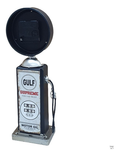 Imagem 2 de 2 de Relógio Bomba De Gasolina Latão Retro Vintage Gulf Supreme