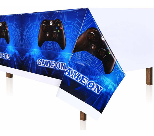 Video Game Table Covers 86.6''x 51'' Disposable Blue Printed