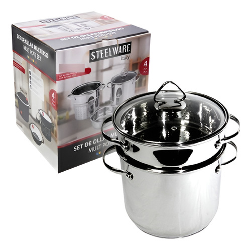 Olla Espaguetera Multiuso Steel Ware Italy 4 Piezas, Ac Inox