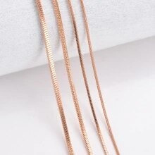 Cadena De Serpiente Cuadrada De Oro Rosa Para Mujer, Collar