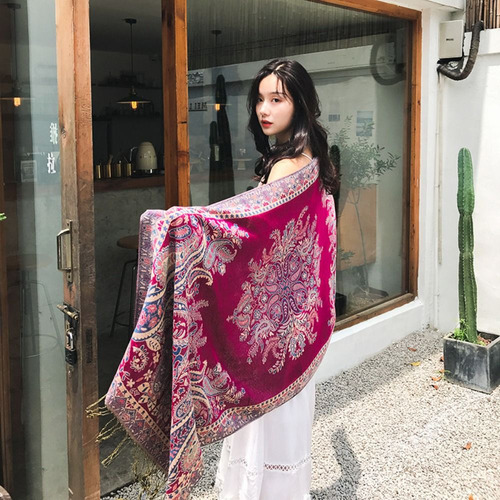 Bufanda De Jacquard De Anacardo, Bohemia, De Viaje, Para Muj