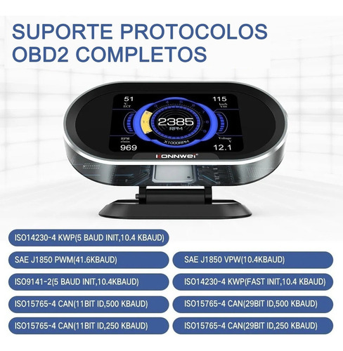 Computador A Bordo Auto Car Digital Konnwei Kw206 Obd2