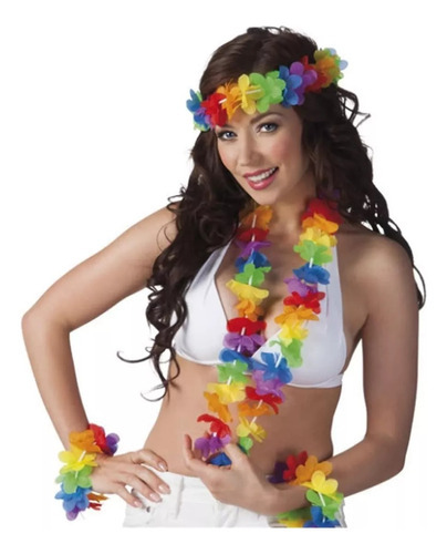 12 Collares De Flores Hawaiano Fiesta Hora Loca Manilla