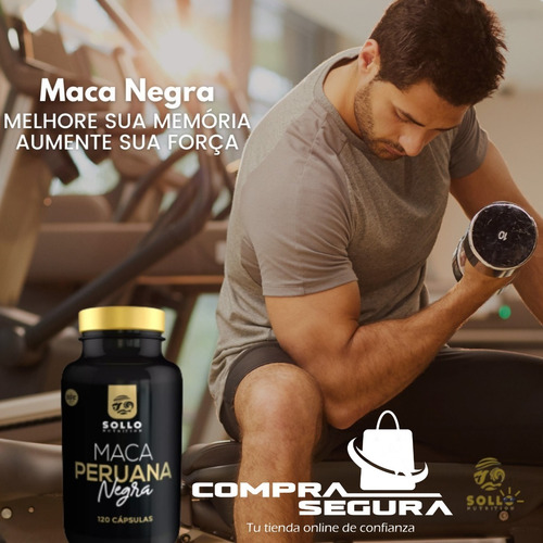 Imagen 3 de 9 de Maca Peruana Negra Sollo Premium 100% Pura - 240 Cápsulas