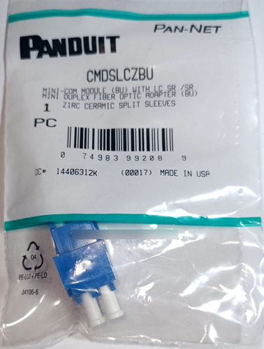 Panduit Adaptador Lc Sm Cmdslczbu Azul Mini Com Pan Net Fibr