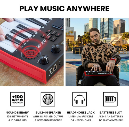 Controlador De Teclado Akai Professional Mpk Mini Play Mk3